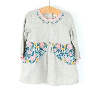 EGG New York by Susan‎ Lazar Boho Floral Embroidered Dress Gray Baby 12m